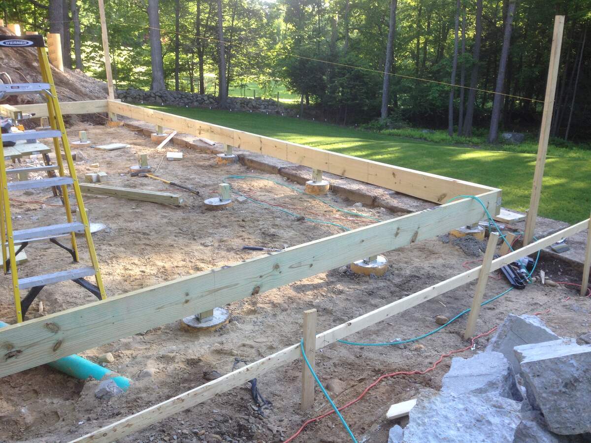 Foundation pier footings Harvard deck