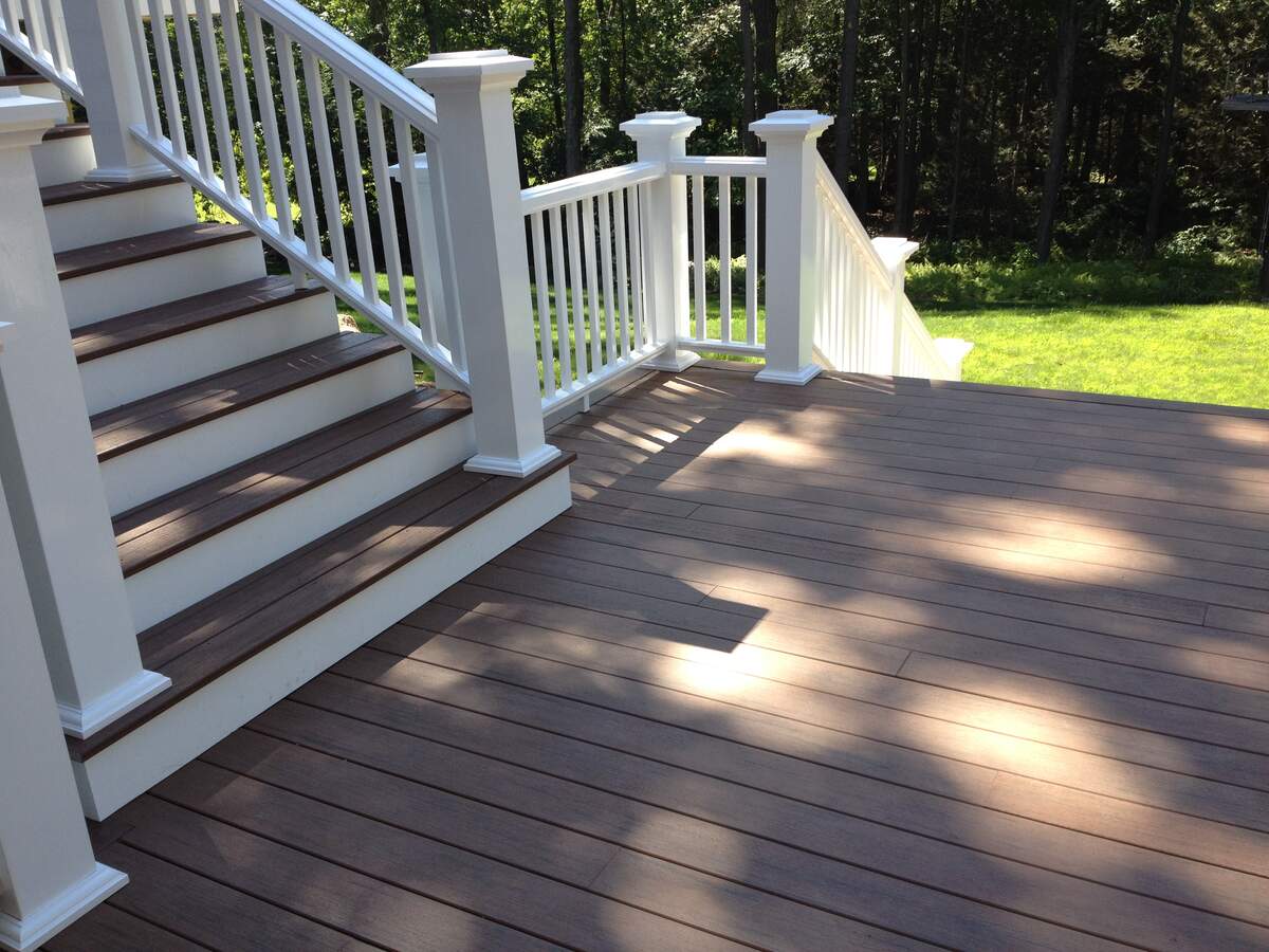 Composite deck stair detail Harvard MA