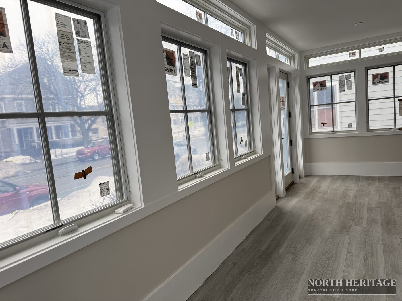 Completed addition interior with Andersen 400 windows and new hardwood floors